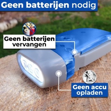 TopLEDverlichting.nl Knijpkat LED – Zaklamp – Ingebouwde Dynamo – Hand aangedreven - Altijd licht - Ingebouwde accu - Geen batterijen nodig – Scouting lamp – Survivallen - Wit licht – 75 Lumen - 1 stuks foto 5