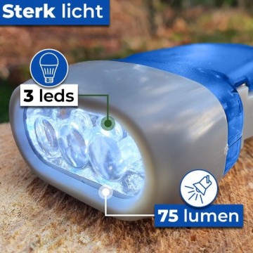 TopLEDverlichting.nl Knijpkat LED – Zaklamp – Ingebouwde Dynamo – Hand aangedreven - Altijd licht - Ingebouwde accu - Geen batterijen nodig – Scouting lamp – Survivallen - Wit licht – 75 Lumen - 1 stuks foto 4
