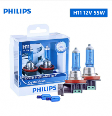 TopLEDverlichting.nl H11 55 Watt Philips Crystal Vision lampen 4300K White 12V (set) foto 1