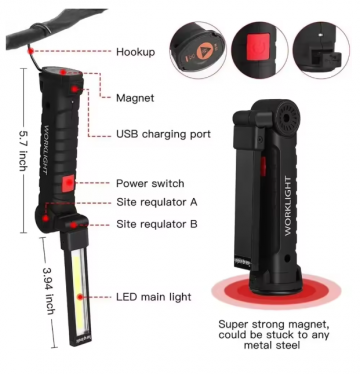 TopLEDverlichting.nl Grote LED Oplaadbare Accu Werklamp met magneet en oplaadkabel foto 6