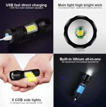 TopLEDverlichting.nl Mini Oplaadbare Zaklamp LED 1600 Lumen - Erg Fel - 10W Sterke en Uitschuifbare Kleine Zaklamp – Zoomfunctie foto 5