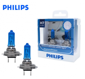 TopLEDverlichting.nl H7 55 Watt Philips Diamond Vision lampen 5000K White 12V (set) foto 1