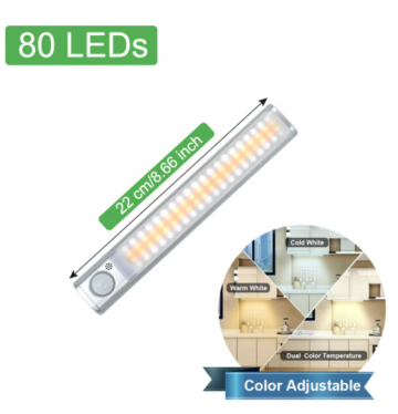 TopLEDverlichting.nl Draadloze 80 LED 3 kleuren Kast | Trap | Garage | Schuur | Keuken bewegingssensor lamp magnetisch en oplaadbaar foto 1