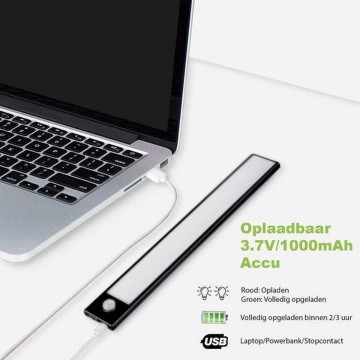 TopLEDverlichting.nl Draadloze 20cm LED bewegingssensor Kledingkast / Kelder / Garage / Keuken / Trap / Schuur Light Motion Sensor Oplaadbaar Zwart foto 2