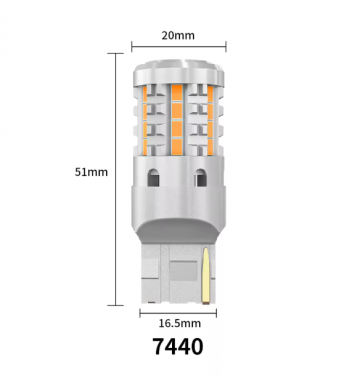 TopLEDverlichting.nl T20 7440 WY21W No Hyper Flashing High Power LED Oranje Canbus knipperlichten 10-30V (set) foto 3