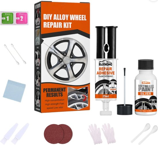Velgenreparatiekit Alu-Velgen Silver | Herstel Zilverkleurige Aluminium Velgen - - Auto Tuning & Styling Onderdelen