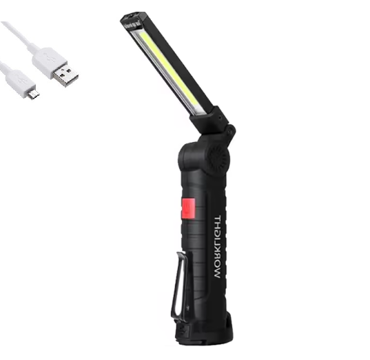 Daphomeu Afneembare LED-werklamp, aluminiumplaat, oplaadbaar, heldere motorkaplamp met magnetische en haken, draadloze werkplaatslamp voor motorkap, werkplaats, garage