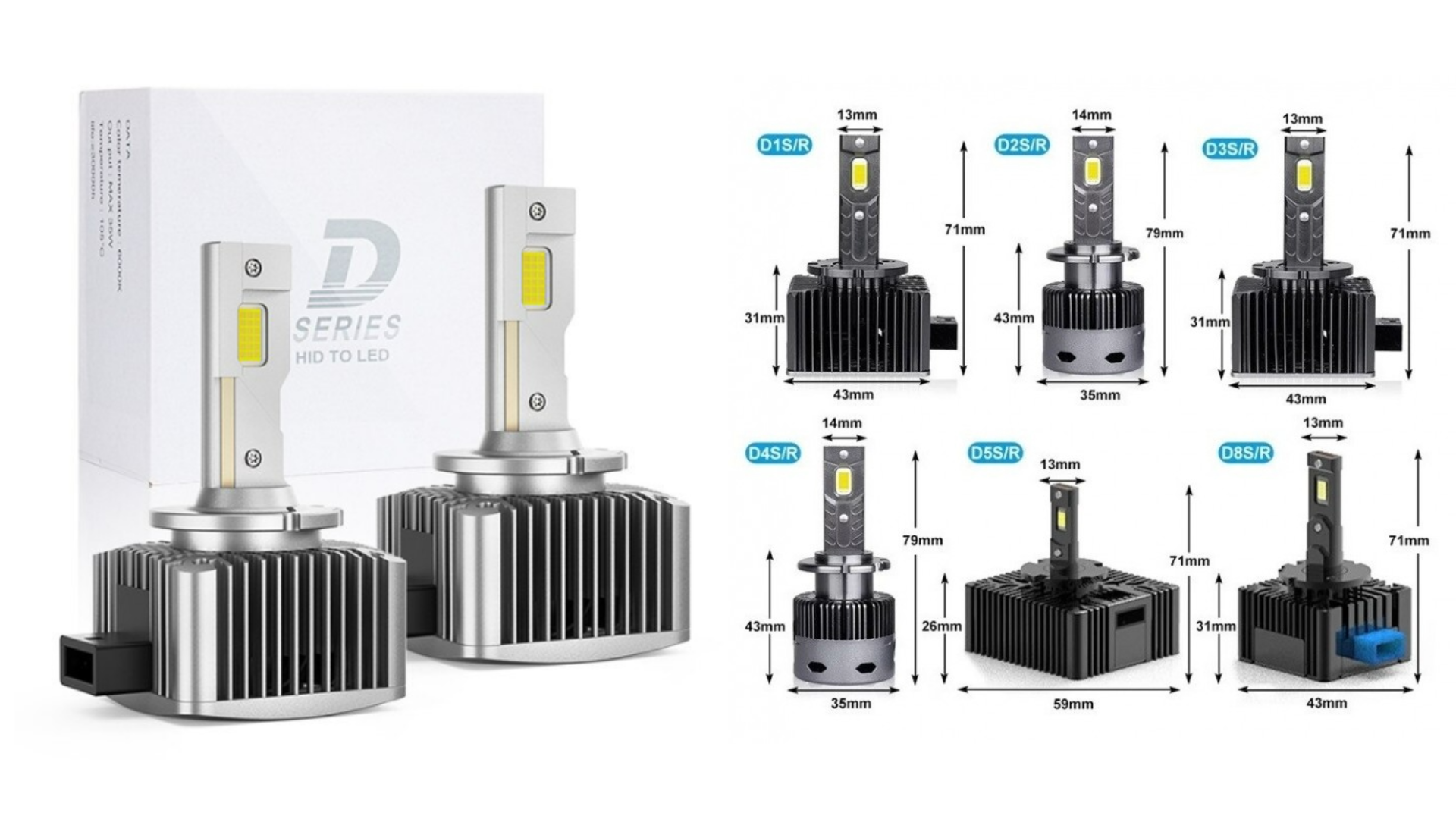 D8S LED lampen 7400 lumen canbus upgrade xenon vervanging